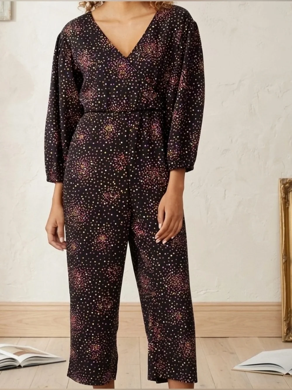 KATE SPADE Disco Dots Cropped Jumpsuit Size 4